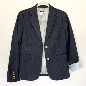 J. Crew Grey Schoolboy Wool Blend Blazer Sz 0 EUC